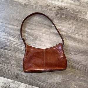 Vintage Fossil Y2K Shoulder Bag Purse Genuine Leather Patina Brown Small
